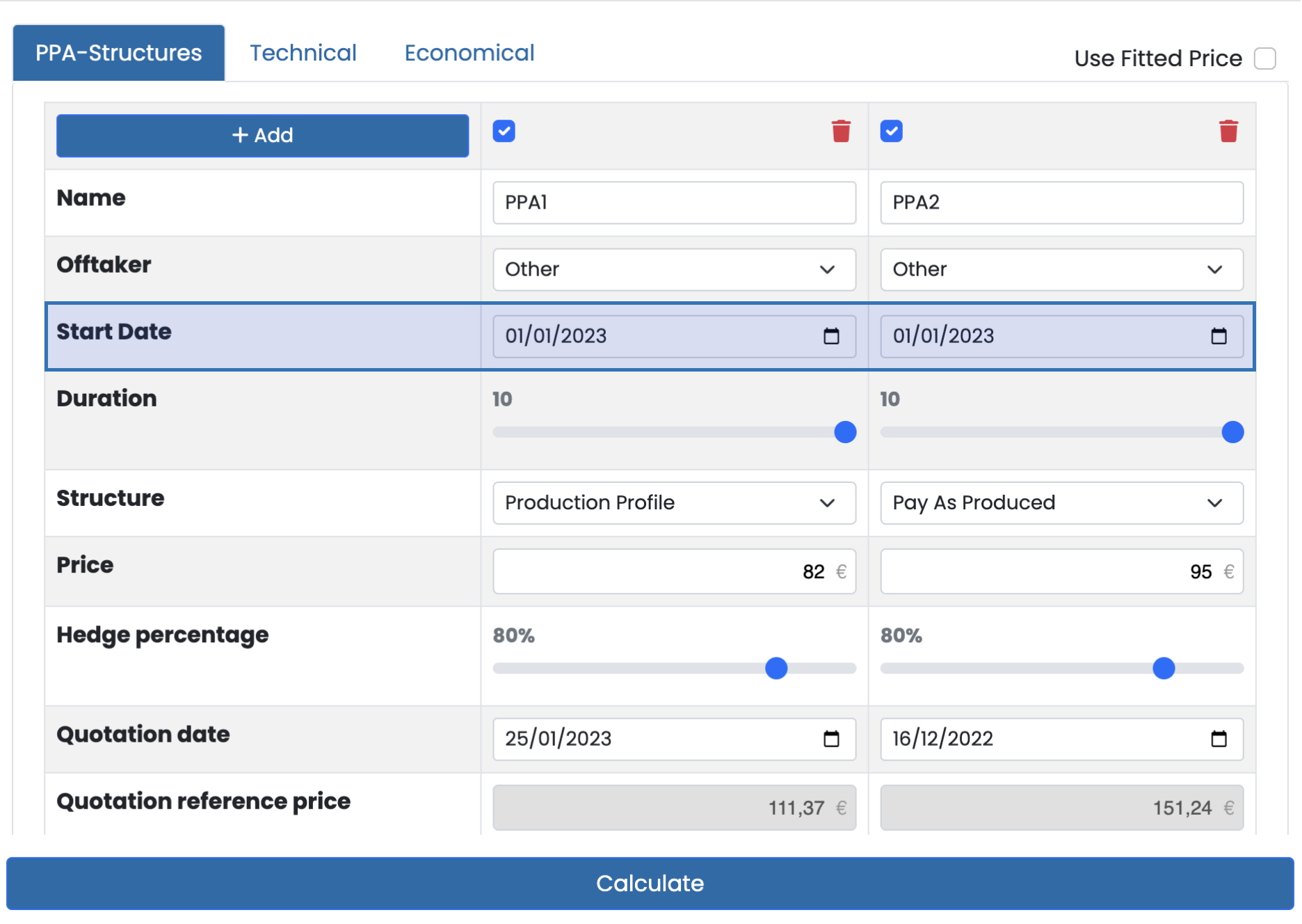 PPA Evaluation Tool start date input